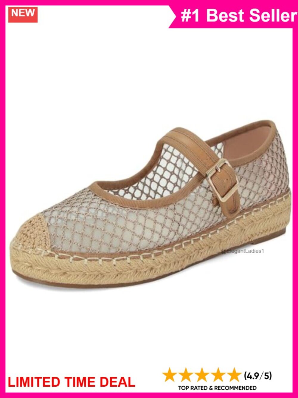 Platform Mary Jane Flats Mesh Raffia Espadrilles Woven Buckle Strap Comfort